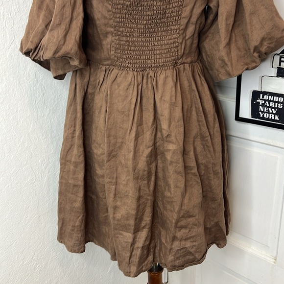 Seafolly Beach Edit Shoreline Linen Cover Up Dress in Brown Size L - Picture 8 of 9